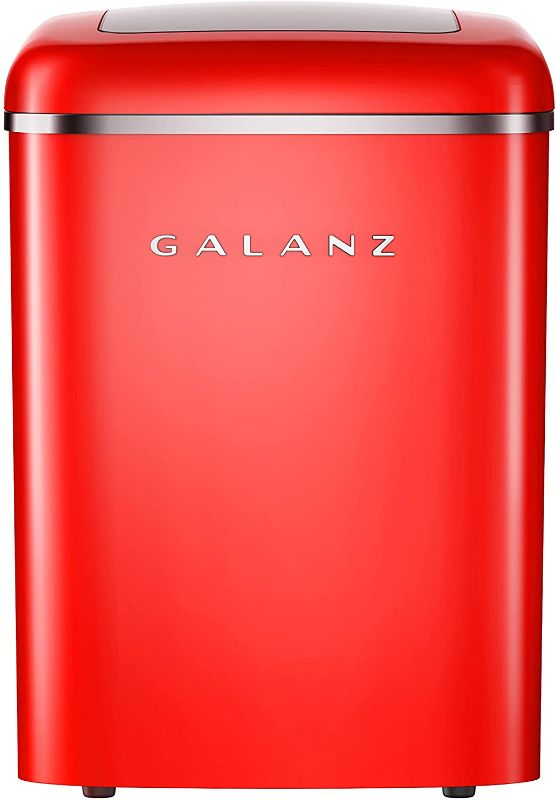 Photo 1 of Galanz GLCI26RDR3A Countertop Maker, LED Display, Making 26 Lbs Ice in 24 Hrs, 2.1 Cu.Ft, Retro Red
