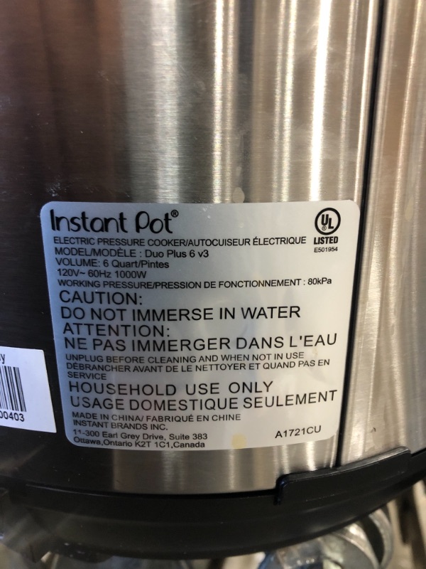 Photo 3 of Instant Pot Duo Plus 6 Quart 9-in-1 Electric Pressure Cooker, Slow Cooker, Rice Cooker, Steamer, Sauté, Yogurt Maker, Warmer & Sterilizer, 15 One-Touch Programs,Stainless Steel/Black

//DIRTY FROM PREVIOUS USE