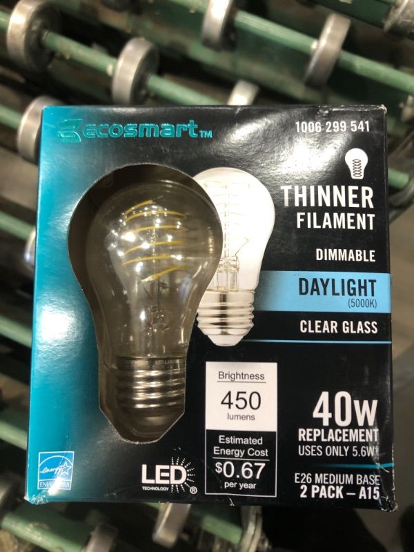 Photo 2 of ECOSMART 40-Watt Equivalent A15 Dimmable Fine Bendy Filament LED Vintage Edison Light Bulb Daylight (6-Pack)
