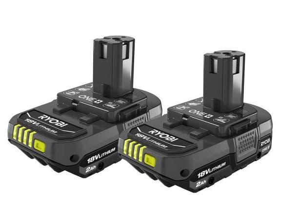 Photo 1 of RYOBI ONE+ 18V Lithium-Ion 2.0 Ah Compact Battery (2-Pack)
