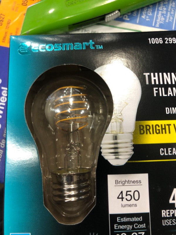 Photo 2 of ECOSMART 40-Watt Equivalent A15 Dimmable Fine Bendy Filament LED Vintage Edison Light Bulb Bright White 3000K (6-Pack)
