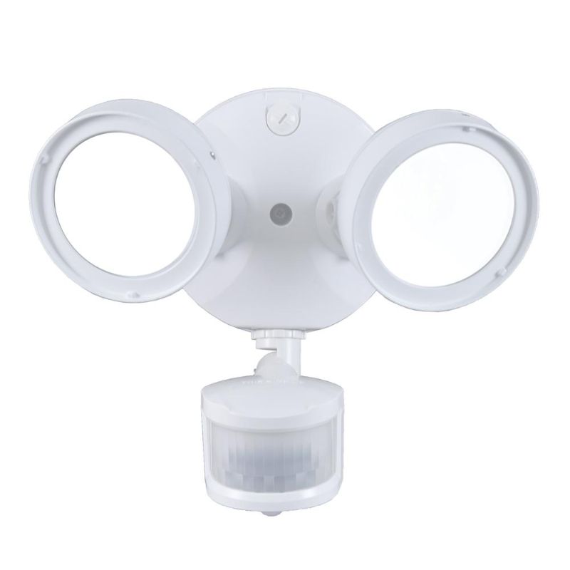 Photo 1 of Defiant 180° White Motion Activated Sensor Twin-Head Round Outdoor Integrated LED Security Flood Light
