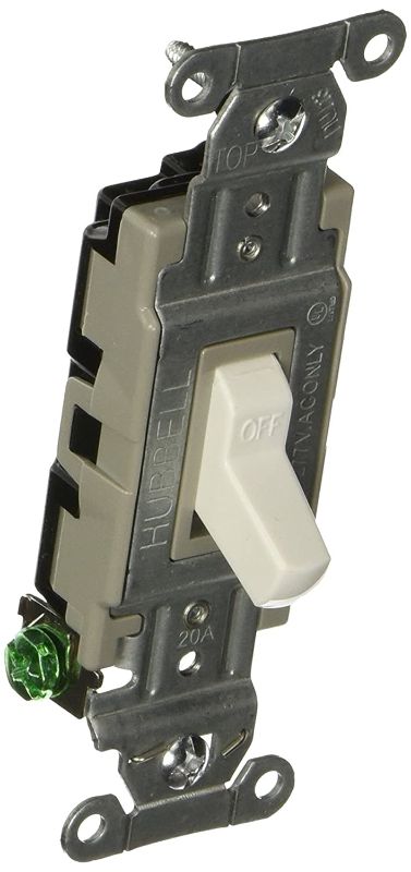 Photo 1 of Hubbell CS120W Commercial Specification Switch, Single Pole, 20 amp, 120/277V, White (Pack of 16)
