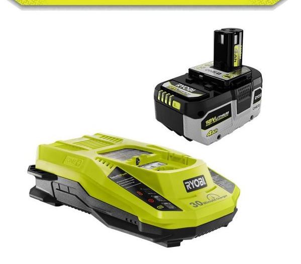 Photo 1 of RYOBI ONE+ 18V HIGH PERFORMANCE Lithium-Ion 4.0 Ah Battery and Charger Starter Kit

//MISSING BATTERY 
