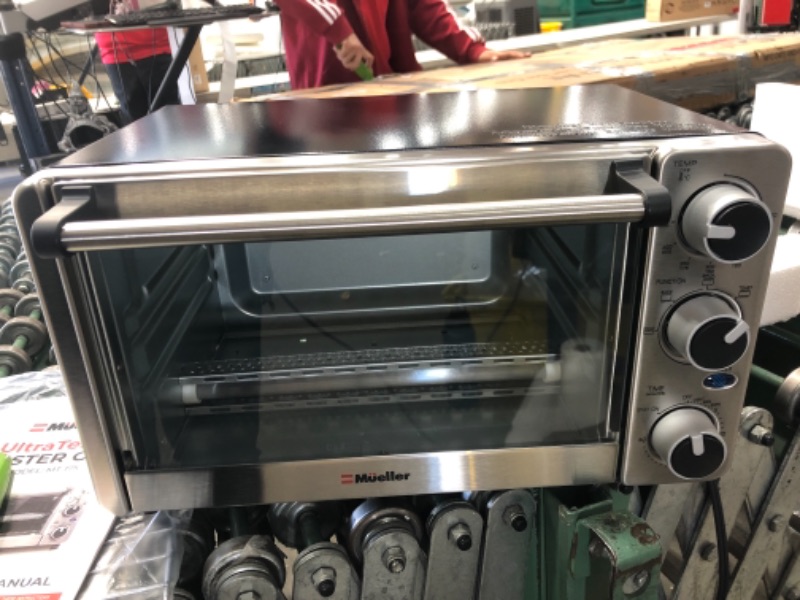 Photo 2 of Toaster Oven 4 Slice, Multi-function Stainless Steel Finish with Timer - Toast - Bake - Broil Settings, Natural Convection - 1100 Watts of Power, Includes Baking Pan and Rack by Mueller Austria
