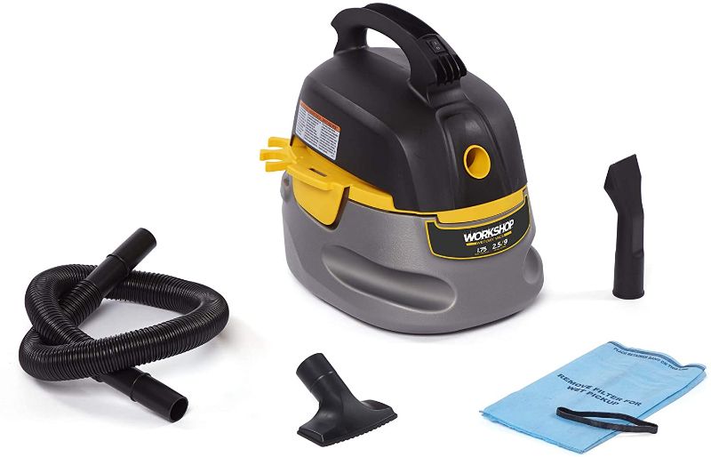 Photo 1 of WORKSHOP Wet/Dry Vacs Vacuum WS0255VA Compact, Portable Wet/Dry Vacuum Cleaner, 2.5-Gallon Small Shop Vacuum Cleaner, 1.75 Peak HP Portable Vacuum

//MINOR COSMETIC DAMAGE, TESTED AND FUNCTIONAL 
