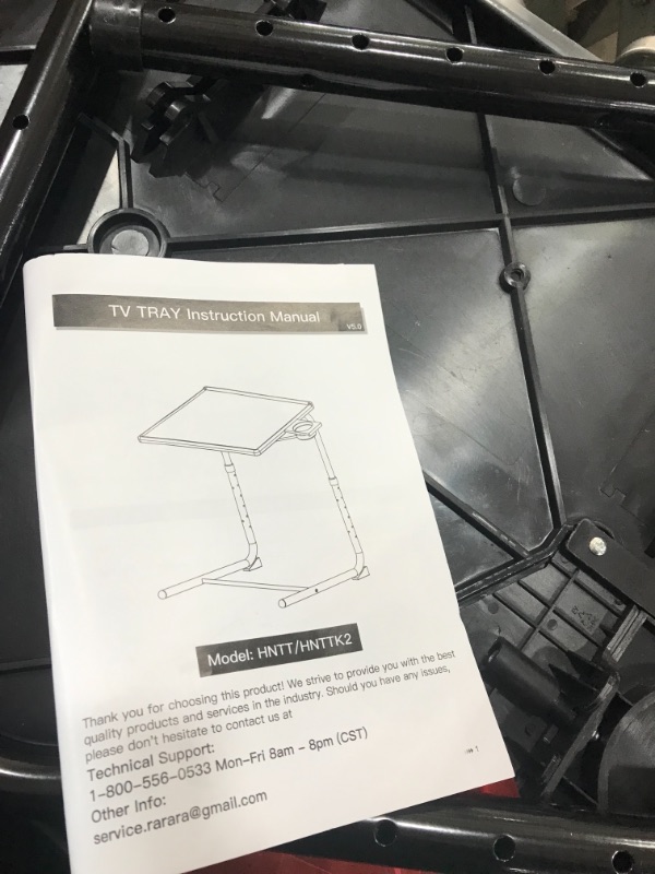 Photo 2 of Adjustable TV Tray Table - TV Dinner Tray on Bed & Sofa, Comfortable Folding Table with 6 Height & 3 Tilt Angle Adjustments (Black)
