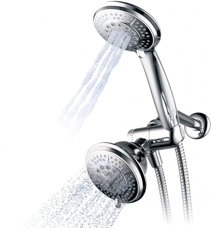 Photo 1 of Hydroluxe 1433 Handheld Showerhead & Rain Shower Combo. High Pressure 24 Function 4" Face Dual 2 in 1 Shower Head System with Stainless Steel Hose, Patented 3-way Water Diverter in All-Chrome Finish
