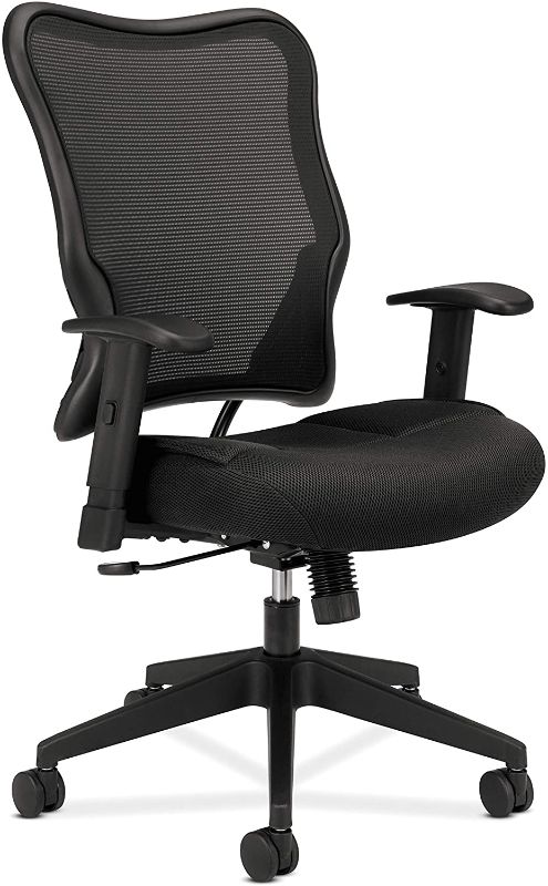 Photo 1 of HON Wave Mesh High-Back Task Chair, with Height-Adjustable Arms, in Black
