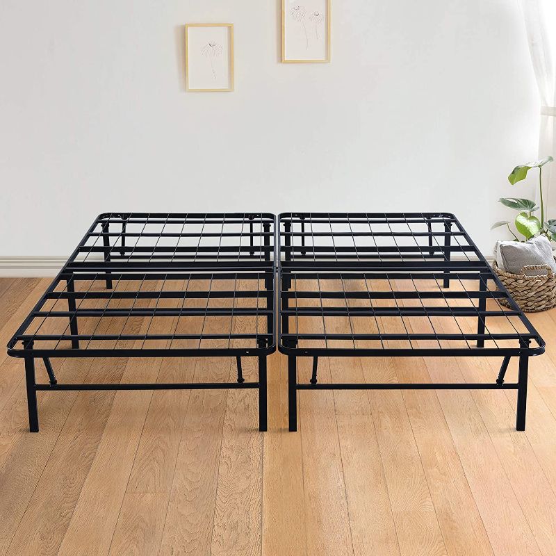 Photo 1 of 14 Inch Foldable Dura Metal Platform Bed Frame, Full Size, Comfort Base Bed Frame, Height for Under-Bed Storage, Black

//used//bent 