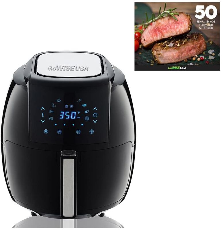 Photo 1 of 8-in-1 5.8 Qt. Black Electric Air Fryer with Recipe Book