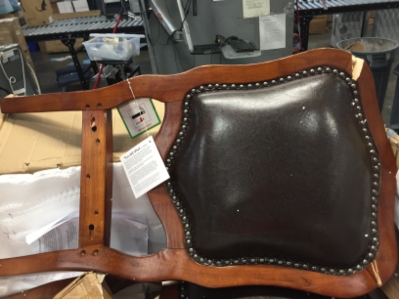 Photo 2 of 2 Cramco Faran Cordovan Vinyl Brown Cherry Hardwood Caster Chairs **MAJOR DAMAGE PARTS ONLY