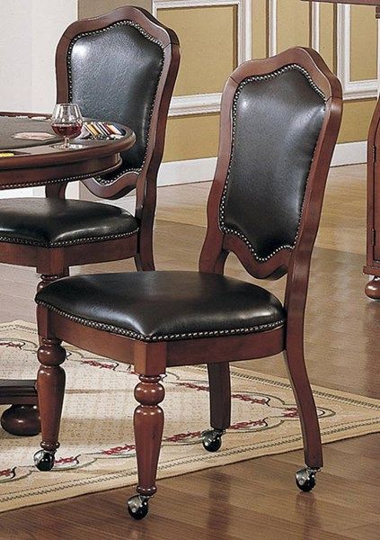 Photo 1 of 2 Cramco Faran Cordovan Vinyl Brown Cherry Hardwood Caster Chairs **MAJOR DAMAGE PARTS ONLY