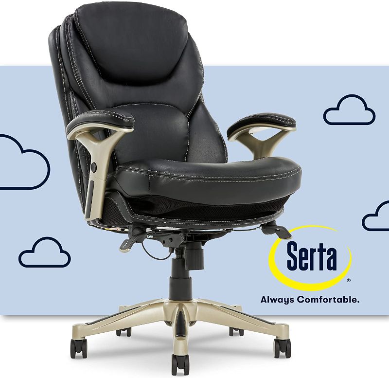 Photo 1 of Serta Ergonomic Executive Office Motion Technology, Adjustable Mid Back Desk Chair with Lumbar Support, Black Bonded Leather
PARTS ONLY