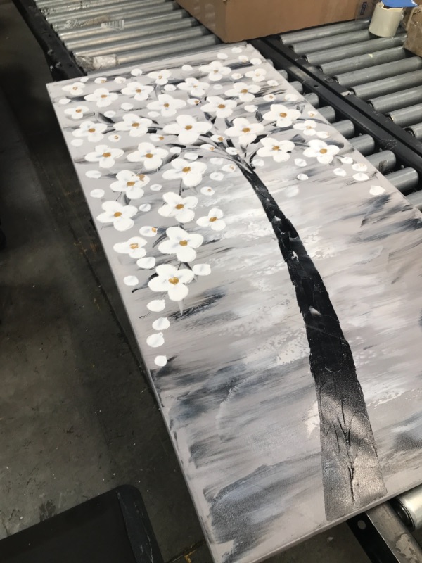 Photo 1 of 24 X 48 WHITE FLOWER WALL ART