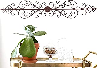 Photo 1 of Bellaa 21994 Metal Wall Decor Scroll Plaque 43 Inch Long Brown