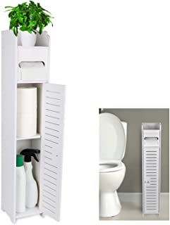 Photo 1 of Toilet Paper Storage Corner Floor Cabinet with Doors and Shelves Bathroom Organizer Furniture