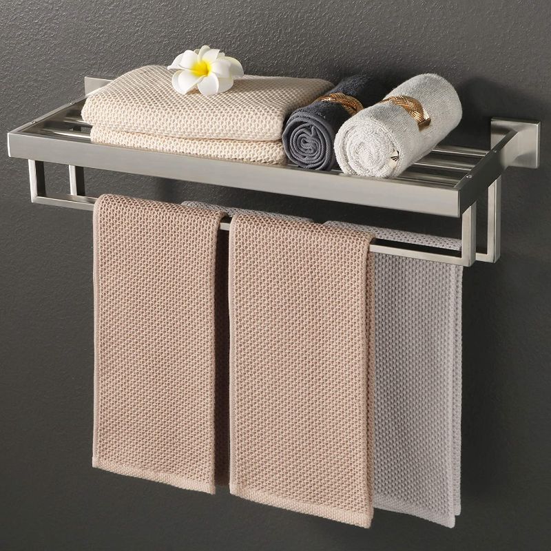 Photo 1 of Alise Bathroom Lavatory Towel Rack Towel Shelf with 2 Towel Bars Wall Mount Towels Storage Holder,GOY8002-G