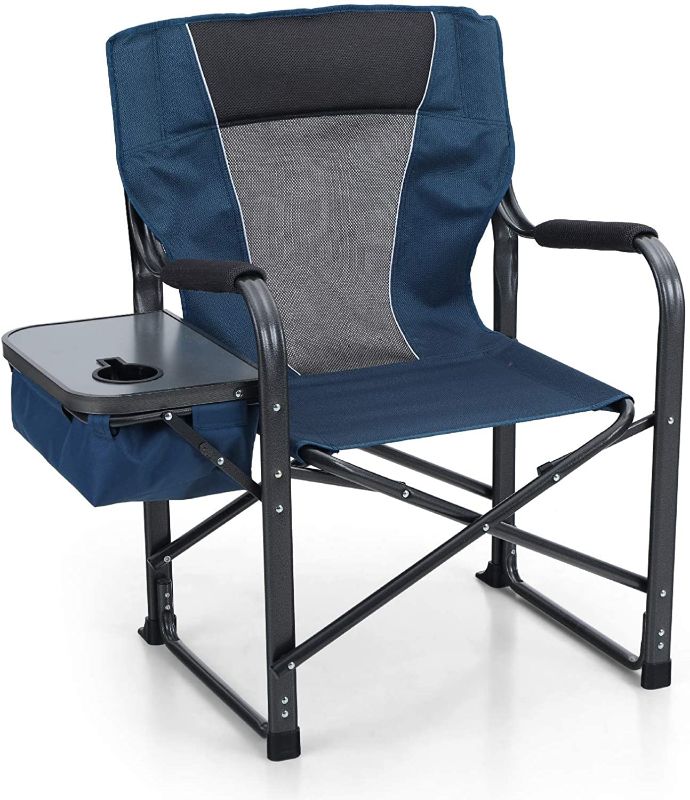 Photo 1 of ALPHA CAMP Director Chair Folding Camping Chair with Side Table Heavy Duty Portable Chair with Cup Holder Cooler Bag Steel Outdoor Chair for Adults Oversized Lawn Chair for Picnic?Capacity-350 lbs
