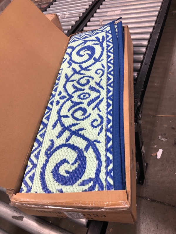 Photo 1 of 9 ft. x 12 ft. Reversible Mat - Classic Blue/Light-Green