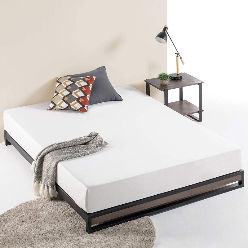 Photo 1 of ZINUS GOOD DESIGN Award Winner Suzanne 6 Inch Metal and Wood Platforma Bed Frame / No Box Spring Needed / Wood Slat Support, Grey Wash, Twin
