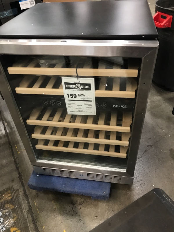 Photo 2 of NewAir Wine Cooler with 46 Bottle Capacity - Built-In Compressor Mini Bar Fridge with Right Hinge Glass Door - Handle Lock Cedar Shelves Included - AWR-460DB - Stainless Steel
