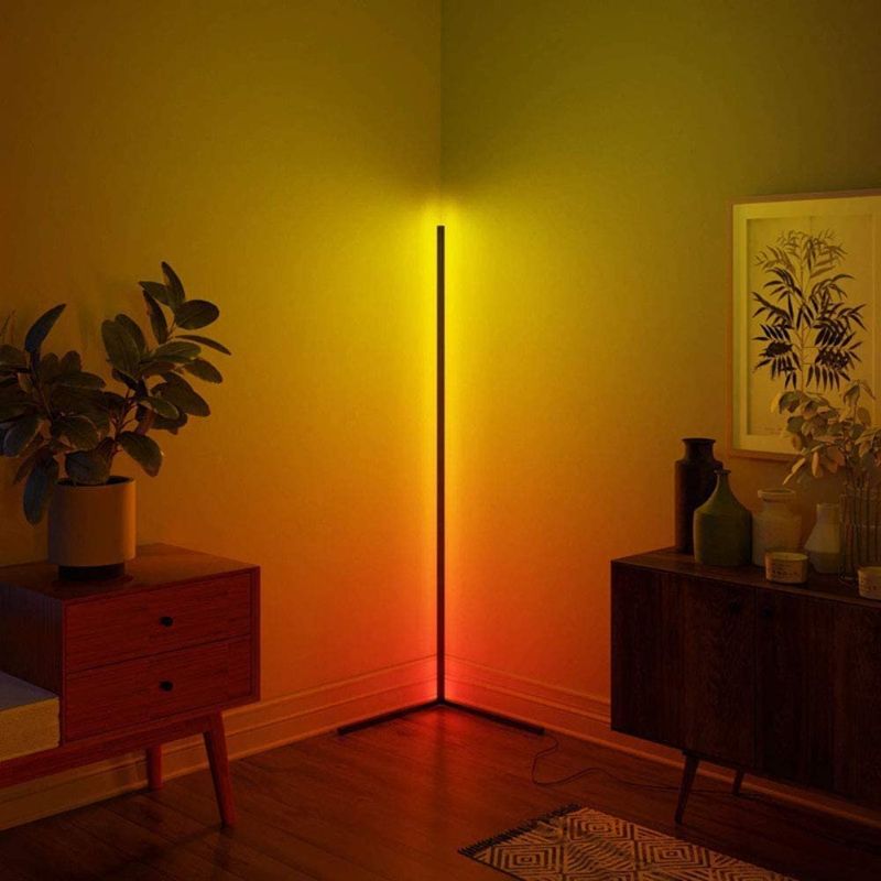 Photo 1 of Corner Floor Lamp Nordic Decoration Home Floor Lamps for Living Room Night Light Dimming Standing Lamp Bedroom Decor Floor Light, RGB Remote Control Discoloration,Black…
