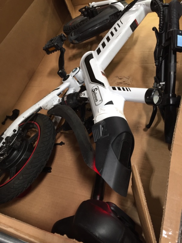 Photo 3 of ***MISSING CHARGER*** Electric Bike, Sailnovo Electric Bicycle with 18.6mph 28 Miles Electric Bikes for Adults Teens E Bike with Pedals, 14" Waterproof Folding Mini Bikes...
