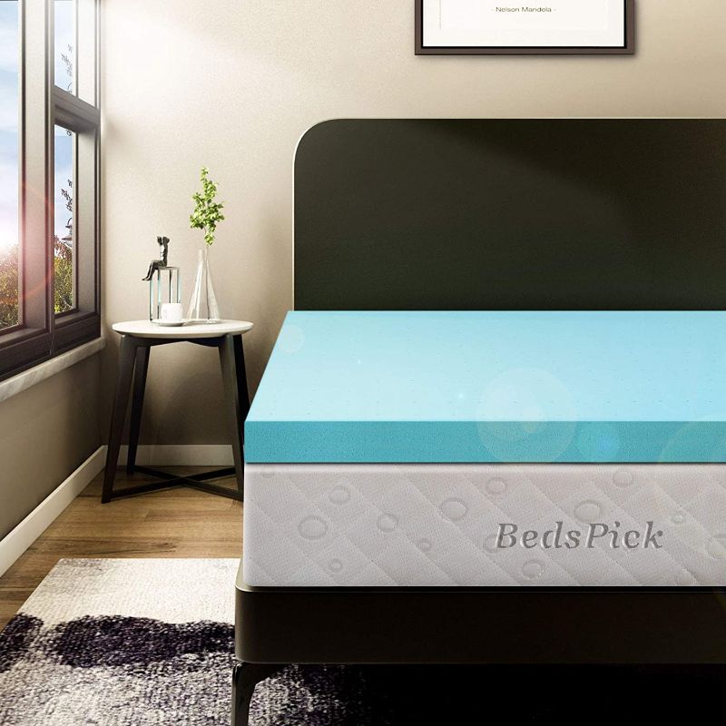 Photo 1 of BedsPick 2 Inch Memory Foam Mattress Topper Queen Size Soft Gel Memory Foam Mattress Pad
