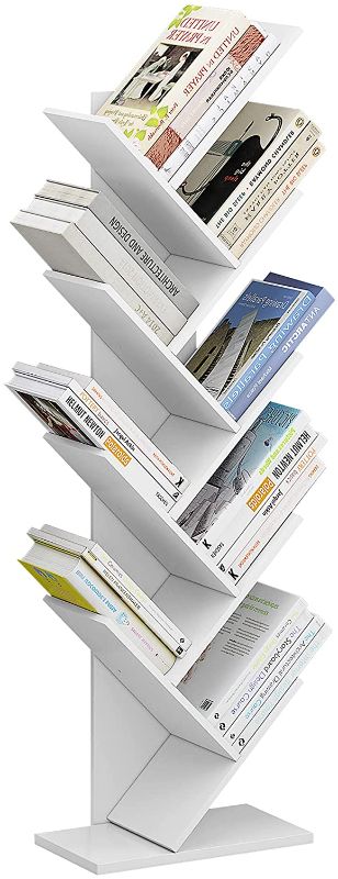 Photo 1 of Function Home 9-Tier Tree Bookshelf, Magazine CD Geometric Bookcase, Free Standing Bookcase for Bedroom, Living Room, Home Office, White
