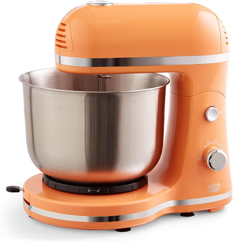 Photo 1 of Delish by Dash Compact Stand Mixer, 3.5 Quart with Beaters & Dough Hooks Included - Orange
