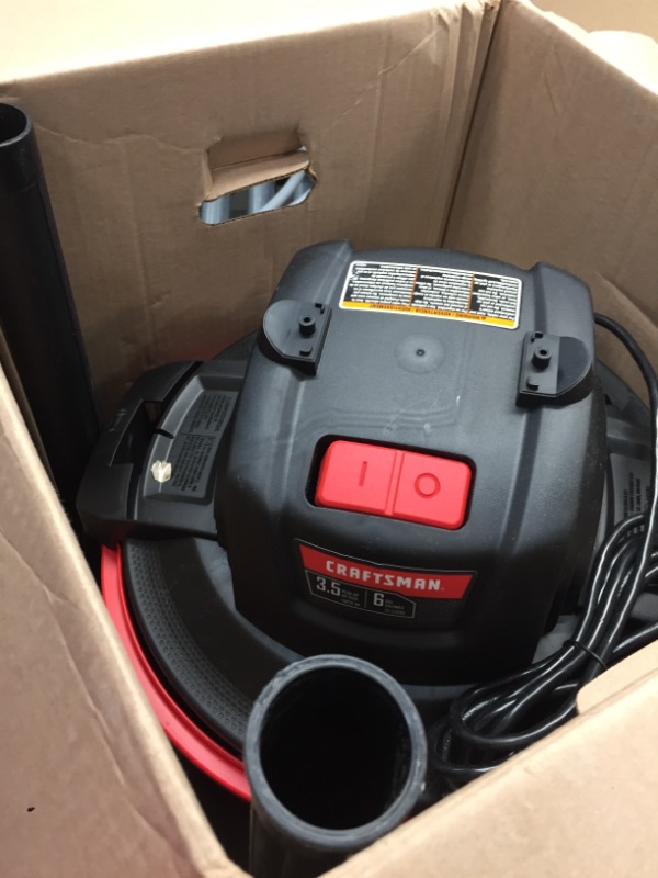 Photo 2 of CRAFTSMAN CMXEVBE17584 6 Gallon 3.5 Peak HP Wet/Dry Vac, Portable Shop Vacuum with Attachments
