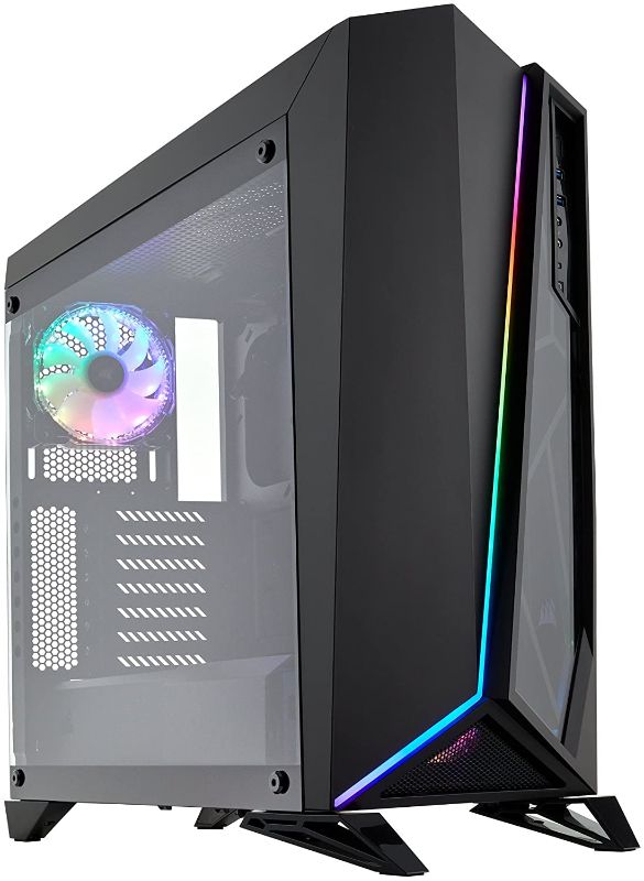 Photo 1 of CORSAIR Carbide SPEC-Omega RGB Mid-Tower Gaming Case, 2 RGB Fans, Lighting Node PRO Included, Tempered Glass- Black (PARTS ONLY)
