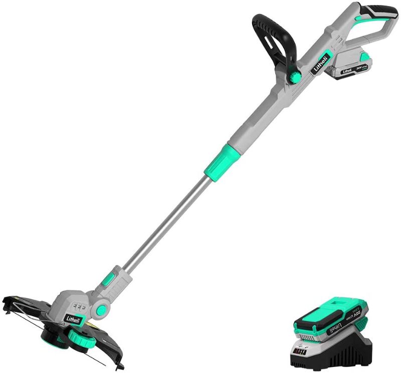 Photo 1 of Litheli 20V Cordless String Trimmer,12-Inch Battery Powered Grass Trimmer & Wheeled Edger, Automatic Line Feed, 2.0Ah Battery and Charger, for Grass Trimming/Edging, Lawn and Garden Care
