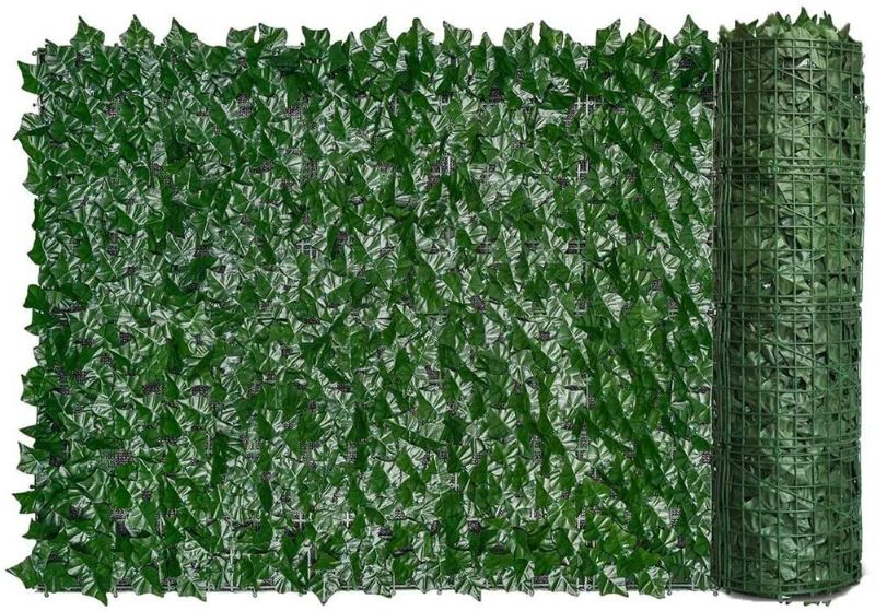 Photo 1 of ANING Artificial Ivy Privacy Fence Screen, Artificial Hedge Fence Green Leaf Ivy Screen Plant Wall Fake Grass Decorative Backdrop for Privacy Protection Home Balcony Garden 19.7x118in