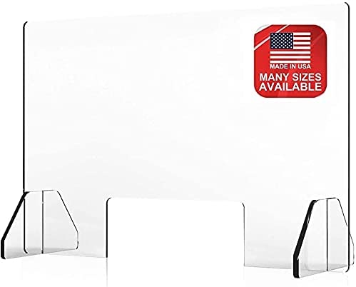 Photo 1 of Countertop Desk Sneeze Guard- Protective Partition, Plexiglass Shield Barrier for Coughing, Sneezing, Droplets - Acrylic Divider Panel (24" Wide x 24" High)
