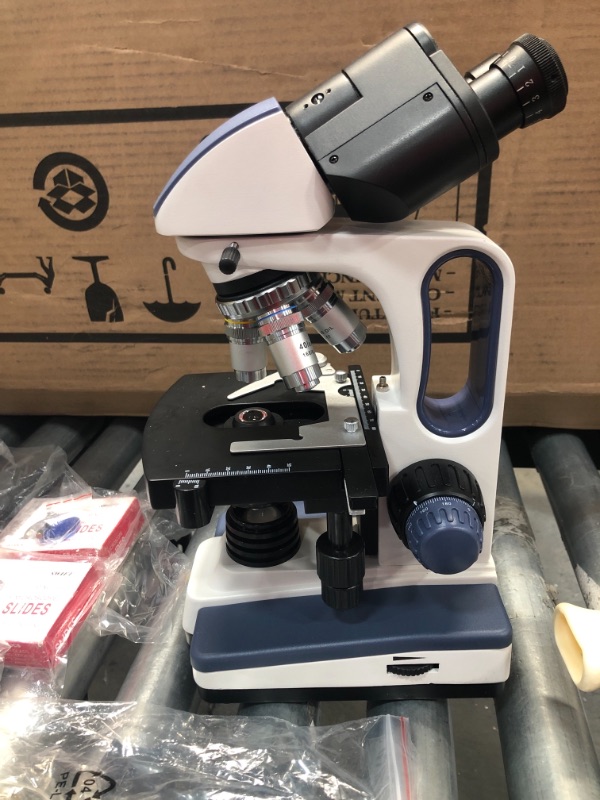 Photo 2 of Swift SW380B 40X-2500X Magnification, Research-Grade Binocular Compound Lab Microscope, Mechanical Stage, with 5.0 mp Camera and Software Windows/Mac Compatible and 100pcs Blank Slides
