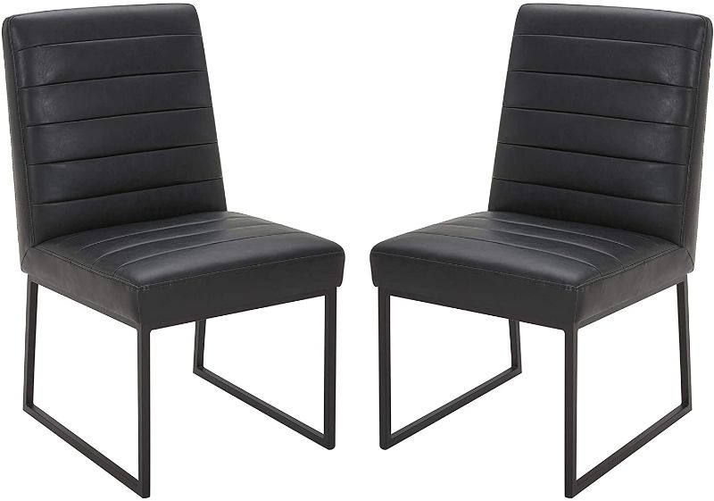 Photo 1 of  Amazon Brand – Rivet Decatur Modern Faux Leather Dining Chair, Set of 2, 21"W, Black