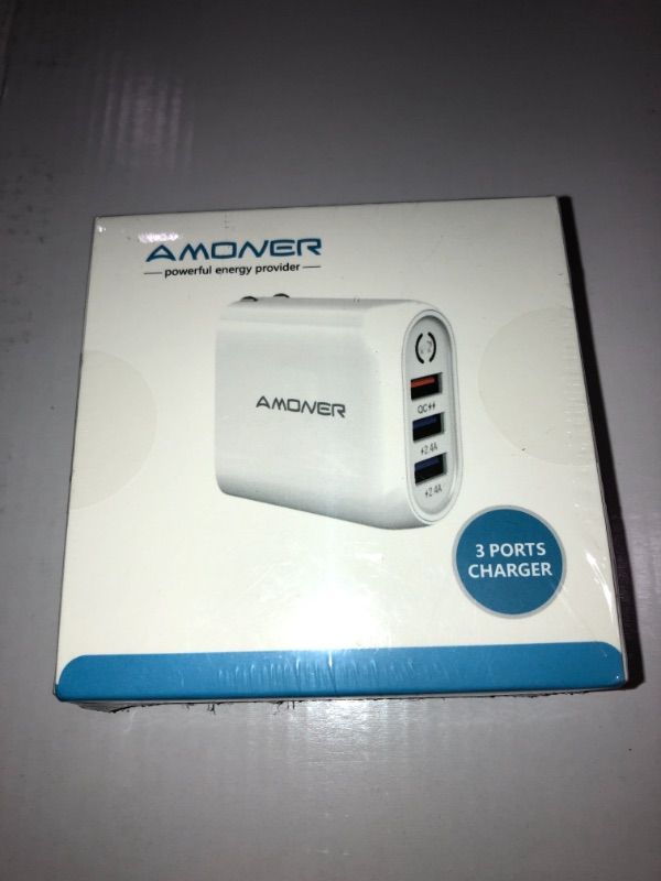 Photo 1 of Wall Charger, Amoner Upgraded  36W 3-Port USB Plug Cube Portable Wall Charger Plug for iPhone