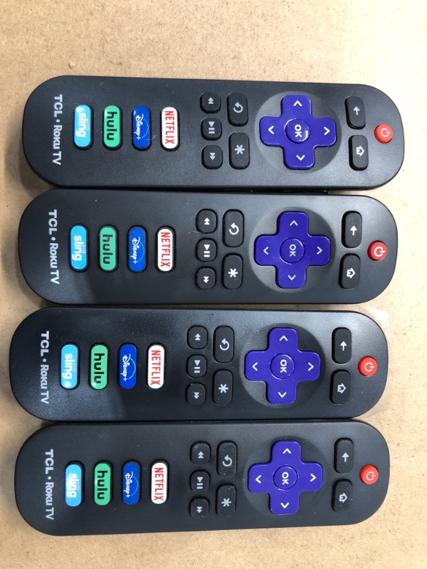 Photo 2 of PACK OF 4- New RC280 Remote Control with Netflix Disney+ HULU Sling shortkeys for TCL Roku TV 55S425 49S403 65S405 49S515 65S423-BATTERIES ARE NOT INCLUDED 
