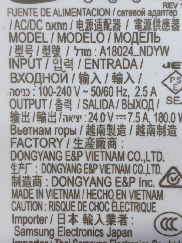 Photo 2 of Original SAMSUNG A18024_NDYW Power Adapter Cable Cord Box Adaptor- POWER CORD IS NOT INCLUDED 
