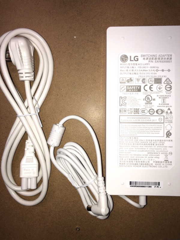 Photo 2 of New AC Adapter White 210W 19.5V 10.8A Acc-LATP1 for LG LED/LCD/TV LG 32BL95U LG 32UL950-W LG 32BL75U-W LG 32BL75U-W+ Black Cord
