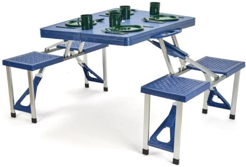 Photo 1 of  Innovations Portable Folding Picnic Table with 4 Seats, Blue