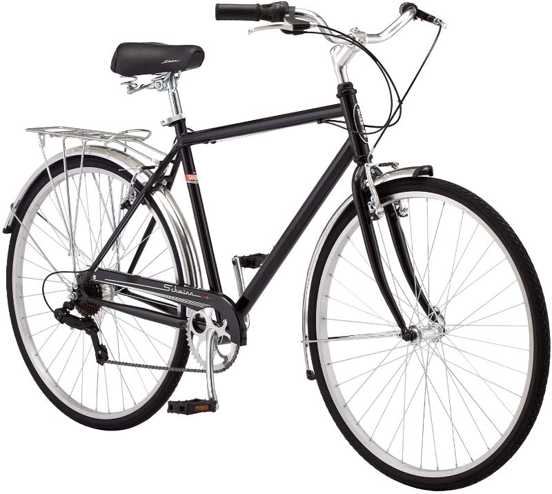 Photo 1 of  Schwinn Wayfarer Adult Bike Hybrid Retro-Styled Crusier, 18-Inch/Medium Steel Step-Over Frame, 7-Speed Drivetrain, Rear Rack, 700C Wheels, Black