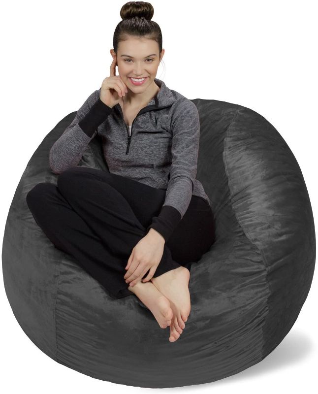 Photo 1 of Bean Bags Plush, Ultra Soft Memory Bean Bag Chair with Microsuede Cover Stuffed Foam Filled Furniture and Accessories for Dorm Room, 4-Feet, Charcoal
