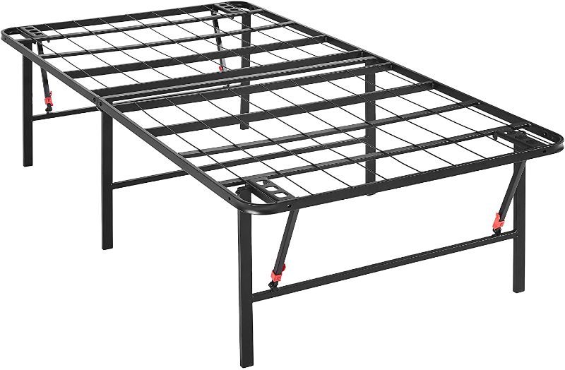 Photo 1 of Amazon Basics Foldable, 18" Black Metal Platform Bed Frame with Tool-Free Assembly, No Box Spring Needed - Twin
