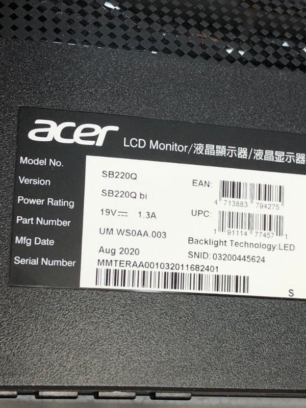 Photo 5 of Acer Sb220q Bi 21.5" Full HD (1920 x 1080) IPS Ultra-Thin Zero Frame Monitor