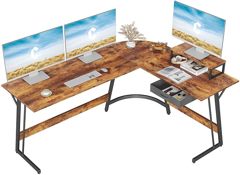 Photo 1 of CubiCubi Modern L-Shaped Desk Computer Corner Desk, 59.1" Home Office Writing Study Workstation with Small Table, Space Saving, Easy to Assemble
