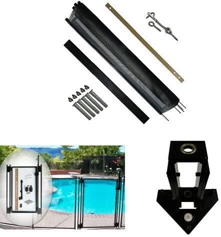 Photo 1 of 4 ft. H X 12 ft. W Pool Fence DIY Section in Black with 5 Poles Featuring a Steel Pin at the Base for a 1/2 in. Hole

