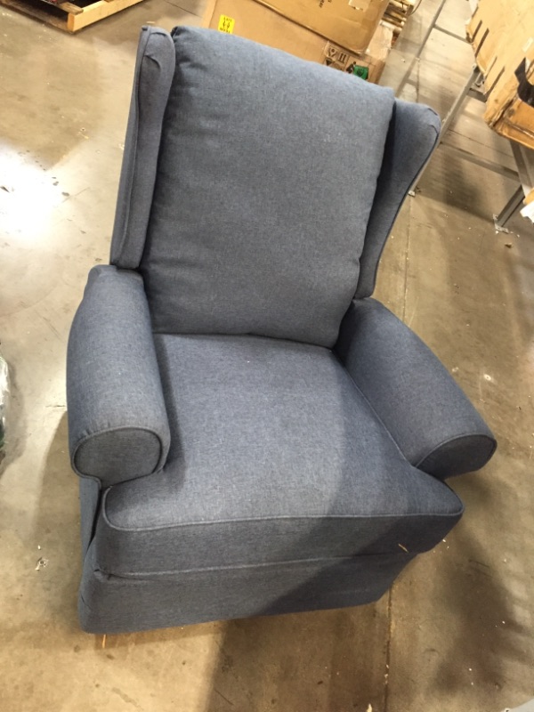 Photo 2 of Amazon Brand – Ravenna Home Manning Upholstered Swivel Glider Recliner, 34.6"W, Blue
